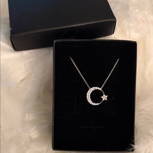 Dazzling Silver Crescent Moon Necklace